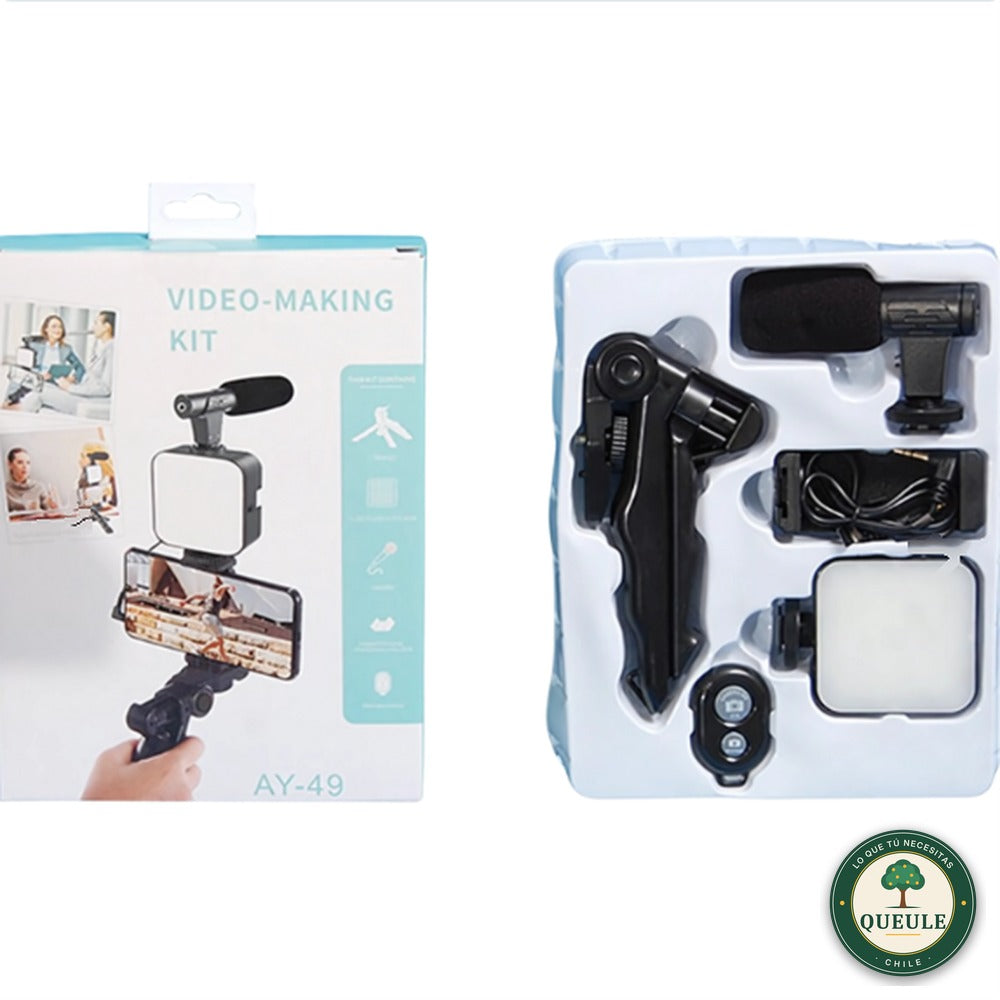 Kit de Grabación para Celular con Luz LED, Micrófono y Trípode